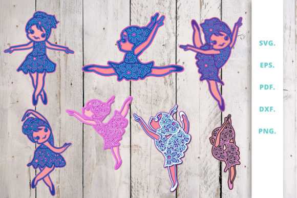 3D Ballerina Out of Mandala Bundle for Laser Cutting and Wall Decor