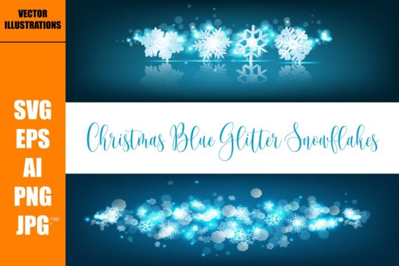 3d Blue Glitter Snowflakes Clipart for Graphics & Backgrounds