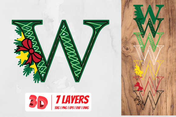 3D Christmas Letter W Graphics for Seasonal Crafts