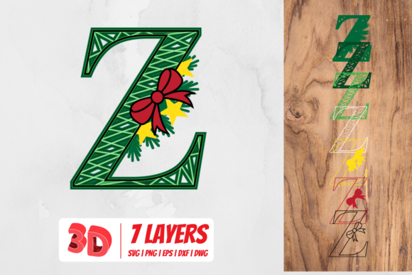 3D Christmas Letter Z Graphics for Crafts