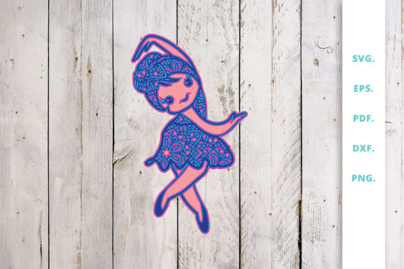 3D Cute Ballerina Out of Mandala V3 for Laser Cutting