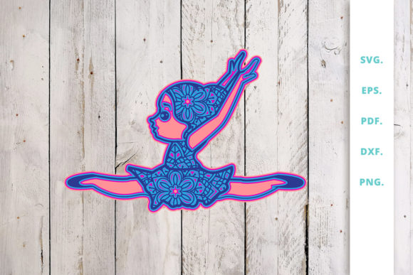 3D Cute Ballerina out of Mandala V5 for Laser Cutting and Wall Decor