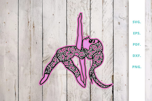 3D Multi Layer Cute Yoga Girl 4 for Laser Cutting and Wall Decor