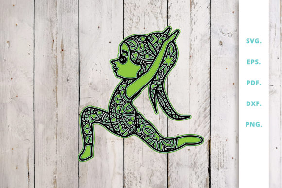 3D Multi Layer Cute Yoga Girl 6 for Laser Cutting and Wall Decor