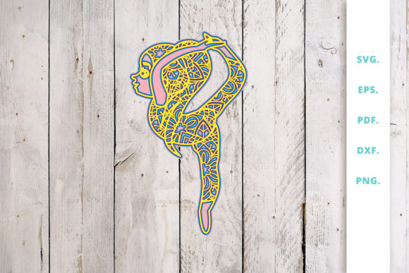 3D Multi Layer Cute Yoga Girl 7 for Laser Cutting Wall Decor