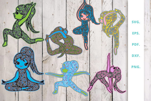 3D Multi Layer Cute Yoga Girl for Laser Cutting & Wall Decor