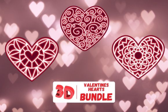 3D Valentines Hearts SVG Bundle for Graphics and Crafts