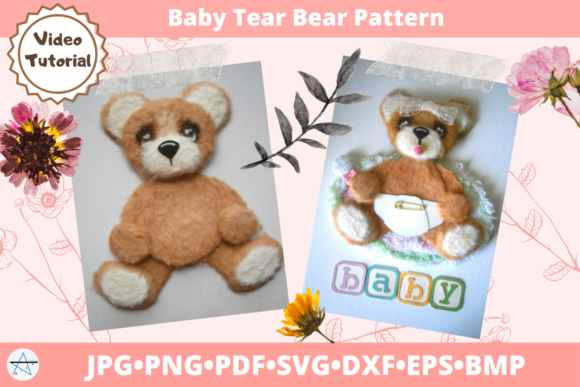 Baby Tear Bear Pattern Cut File Graphic for Graphics and Crafts