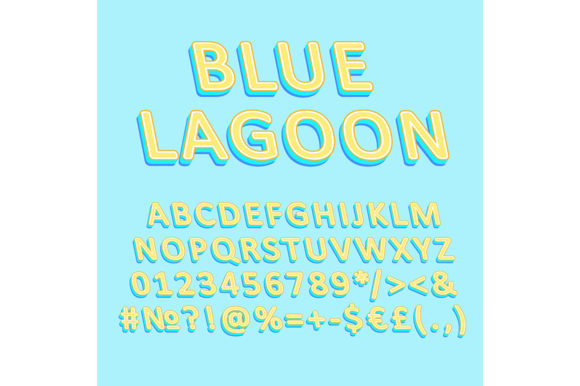 Blue Lagoon Vintage Vector Alphabet Set