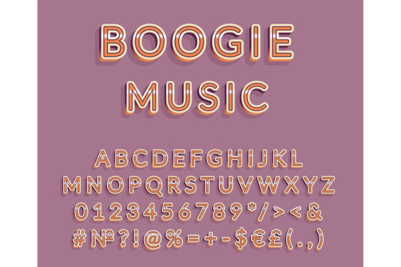 Boogie Music Header Vintage Alphabet Set: Graphics and Print Templates