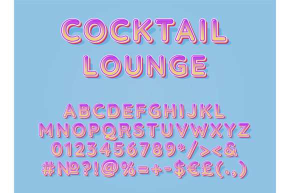 Cocktail Lounge Header Alphabet Set: Graphics for Print Templates