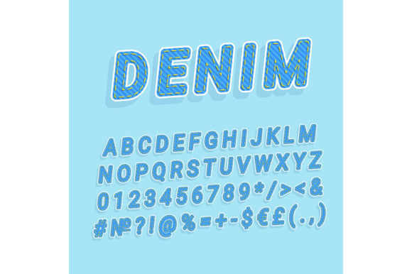 Denim Vintage 3d Vector Alphabet Set for Graphics & Print Templates
