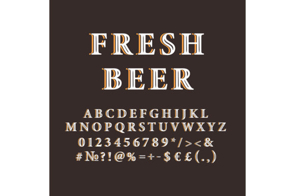 Fresh Beer Vintage 3d Vector Alphabet Graphics for Print Templates