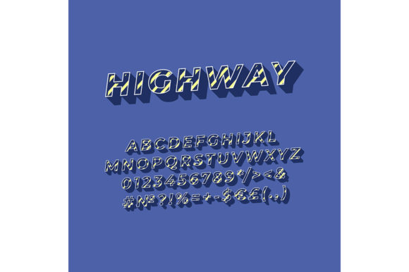 Highway Vintage 3d Vector Alphabet Set for Graphics & Print Templates