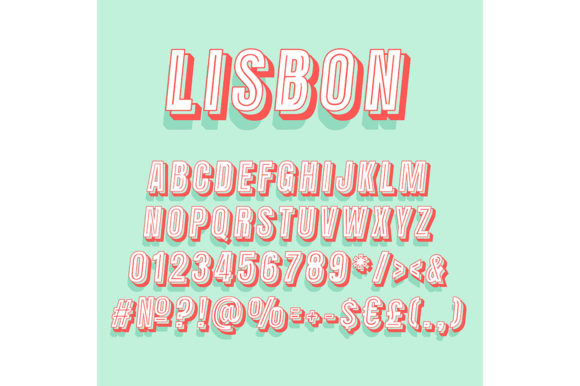 Lisbon Vintage 3d Vector Alphabet Set for Graphics & Print Templates