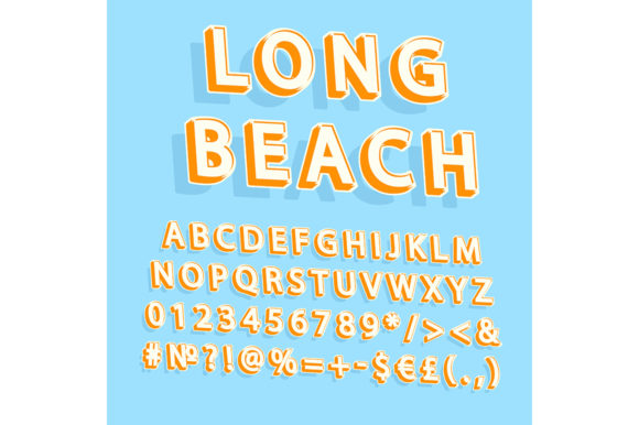 Long Beach Vintage Vector Alphabet Set Graphics and Print Templates