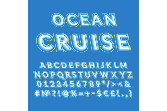 Ocean Cruise Vintage Vector Alphabet Set Graphics and Print Templates