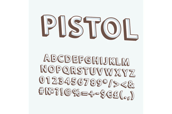 Pistol Vintage 3d Vector Alphabet Set for Graphics and Print Templates