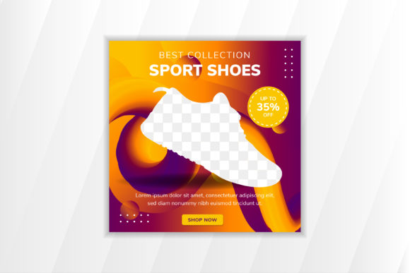 Sport Shoes Liquid Square Banner Orange Graphics & Graphic Templates Review