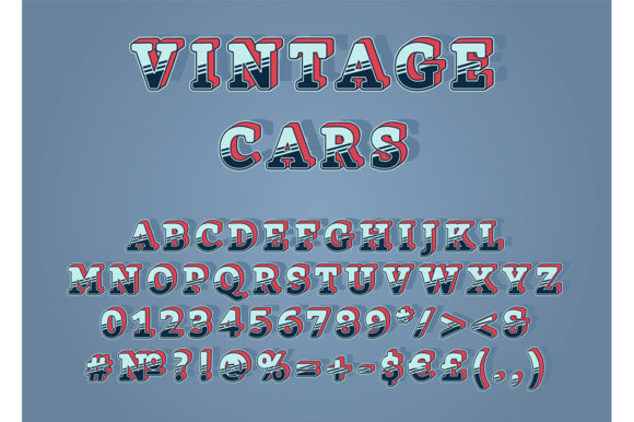 Vintage Cars Header Vintage Alphabet Set Graphics and Print Templates