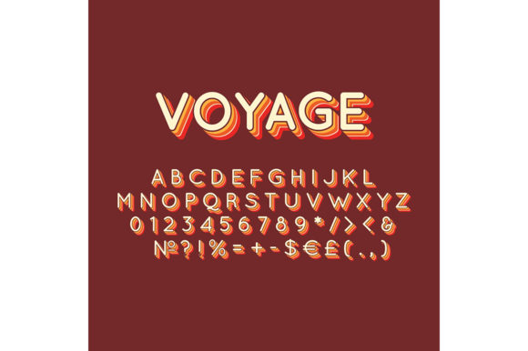 Voyage Vintage 3d Vector Alphabet Set for Graphics and Print Templates